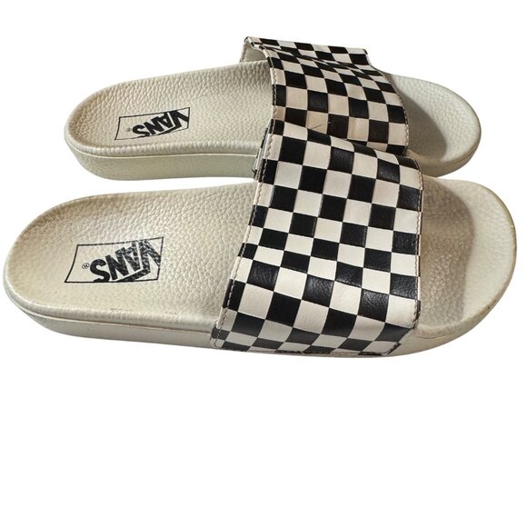Vans Checkerboard Slide Sandals Men's Size 8 Black & White Checkered - Picture 3 of 7